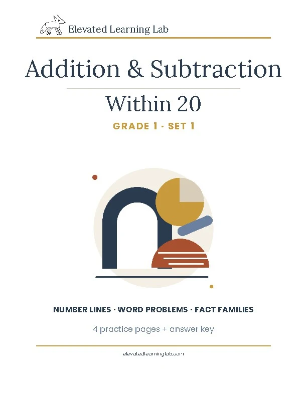 Addition & Subtraction Within 20: Set 1 workbook cover
