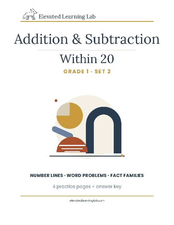 Addition & Subtraction Within 20: Set 2 workbook cover