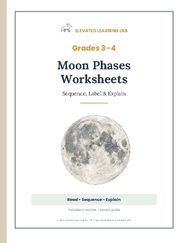 Moon Phases: Sequence, Label and Explain learning resource cover