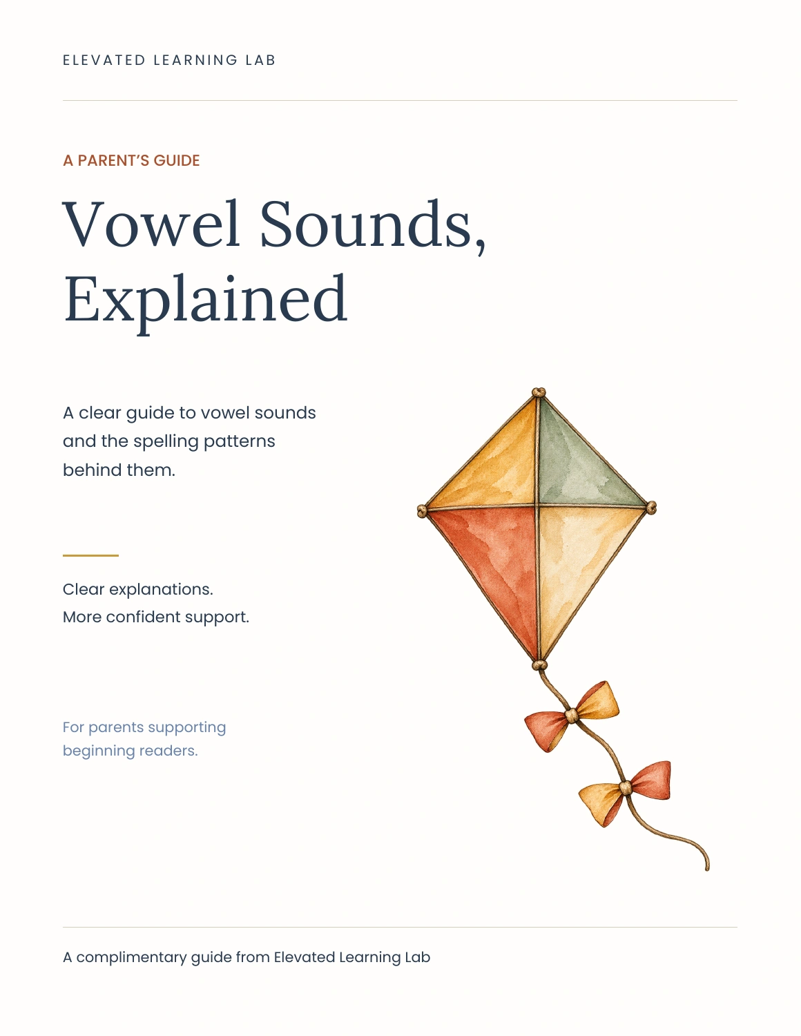 Vowel Sounds, Explained watercolor kite cover